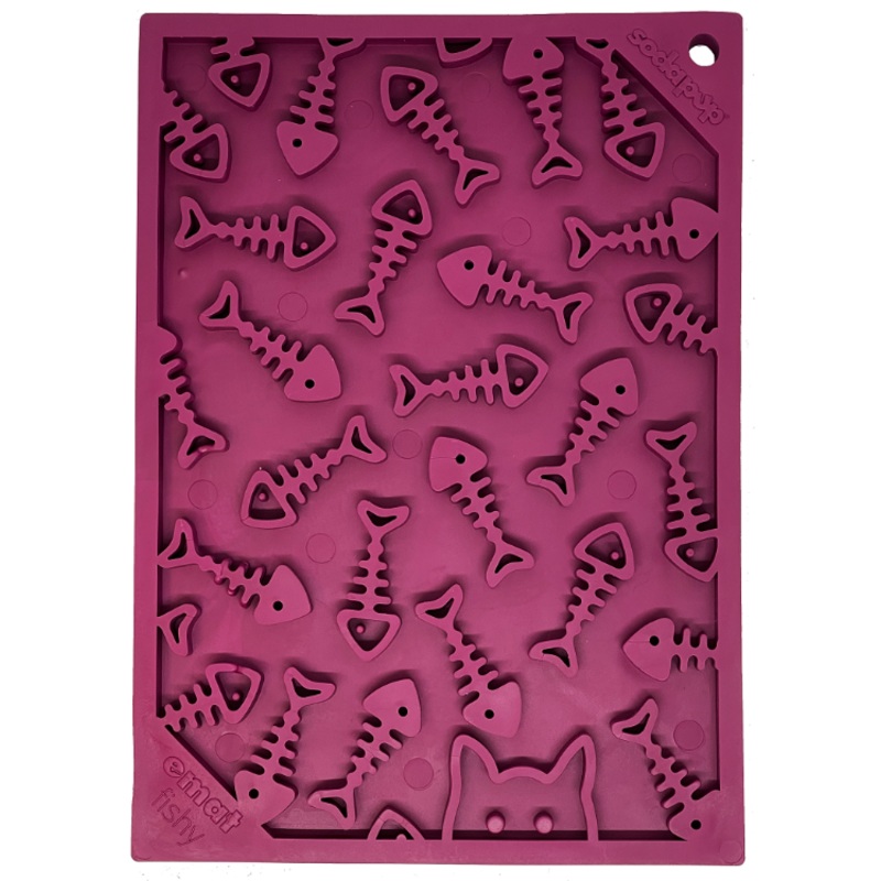 SodaPup Plum Fishy Design eMat Enrichment Lick Mat for Dogs & Cats