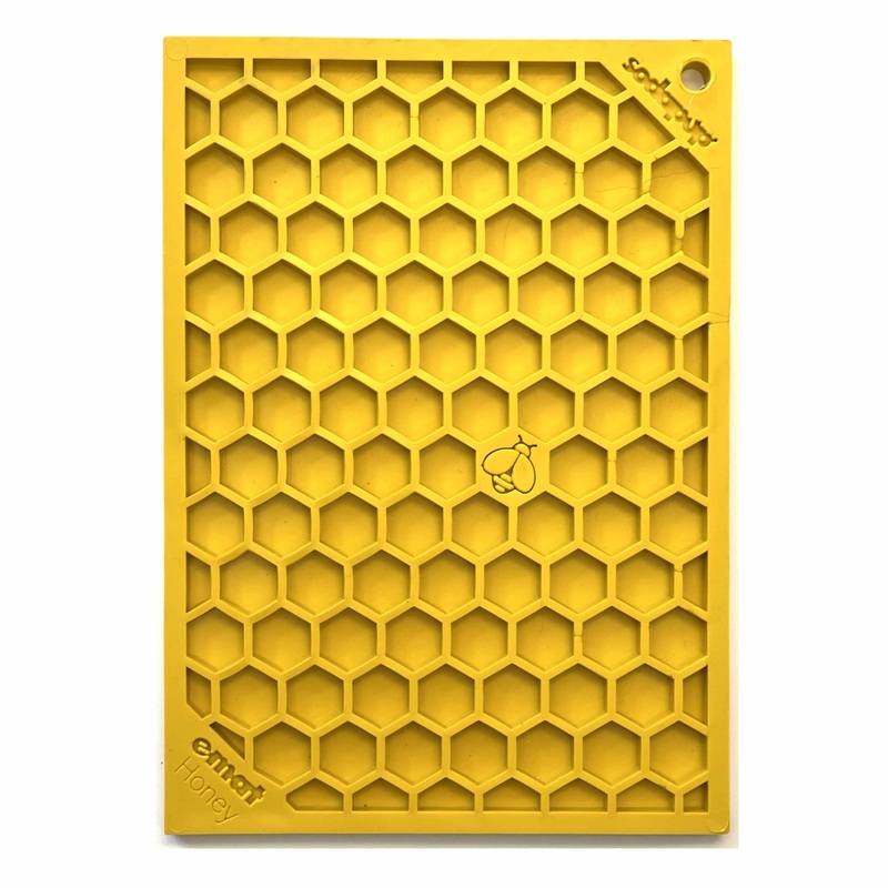 SodaPup Yellow Honeycomb Design eMat Enrichment Lick Mat for Dogs & Cats
