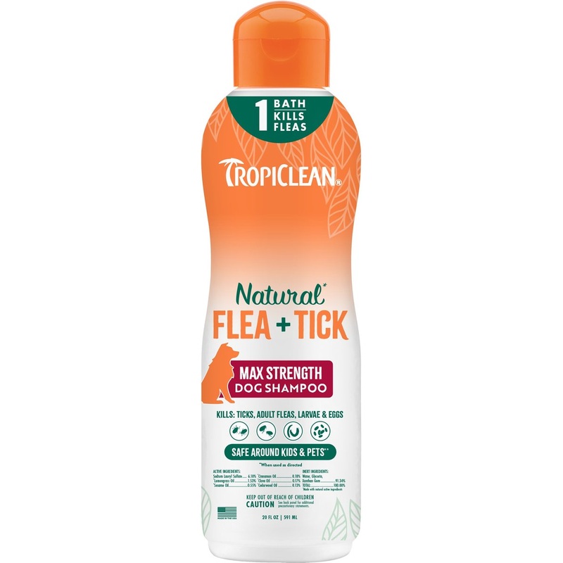 TropiClean Natural Maximum Strength Flea & Tick Treatment Shampoo for Dogs