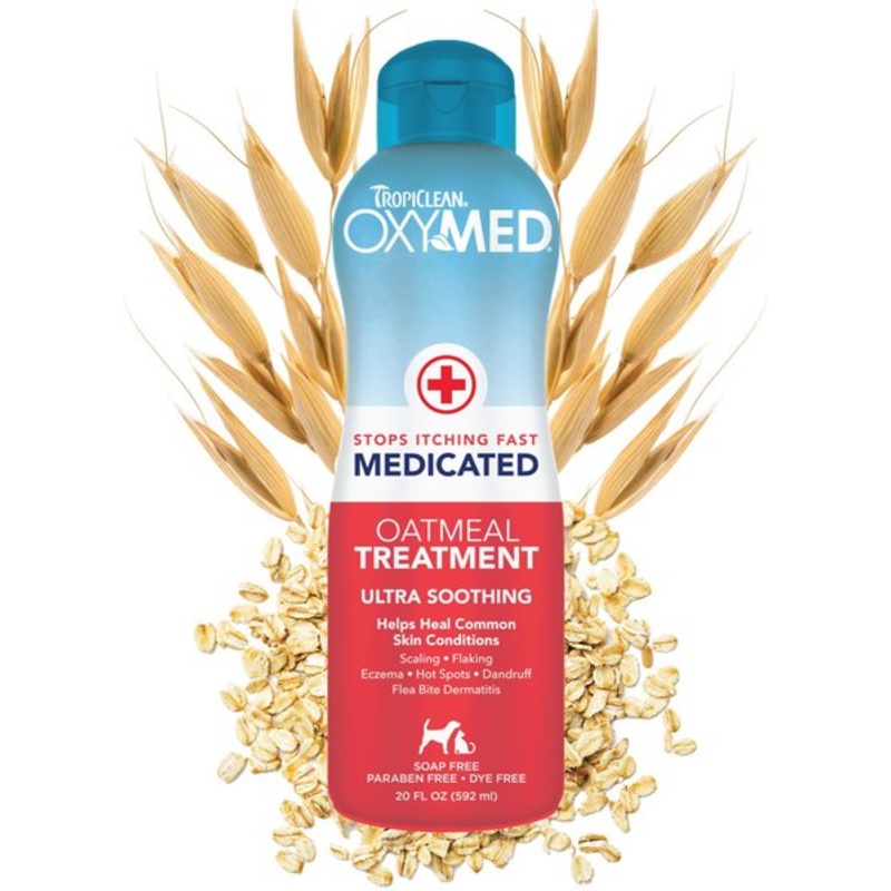TropiClean OxyMed Medicated Itch Relief Oatmeal Conditioner Treatment for Dogs