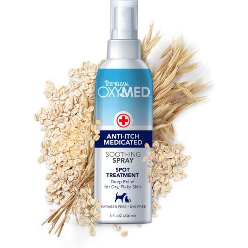 TropiClean OxyMed Medicated Itch Relief Soothing Spray for Dogs