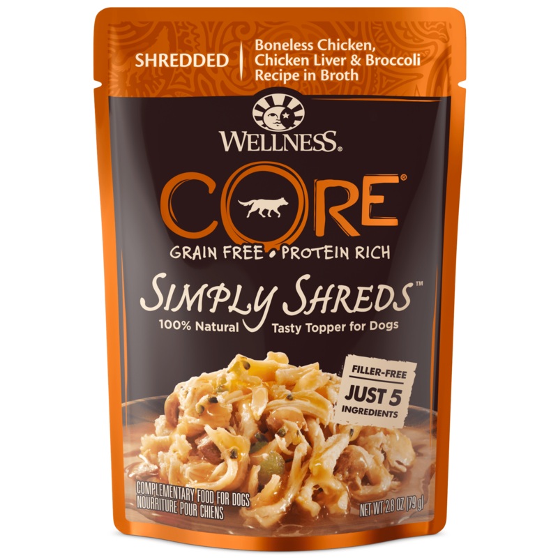 Wellness CORE Simply Shreds Chicken Chicken Liver & Broccoli In Broth Dog Food Topper