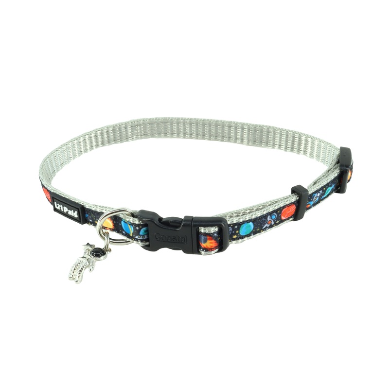 Coastal Pet Products Li'l Pals Charming Ribbon Overlay Dog Collar in Li'l Space Explorers