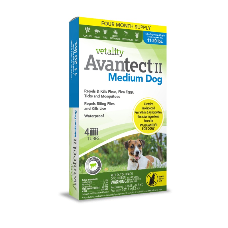 Vetality Avantect II Monthly Topical Flea and Tick Treatment for Medium Dogs