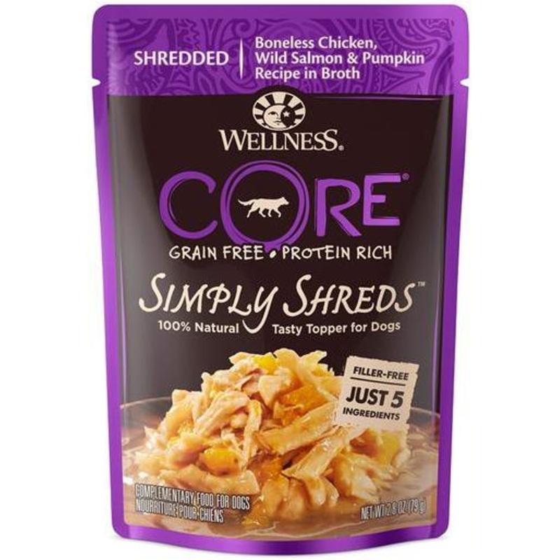 Wellness CORE Simply Shreds Chicken Wild Salmon & Pumpkin In Broth Dog Food Topper