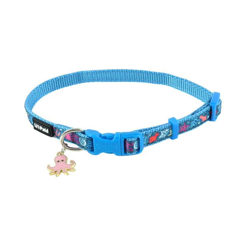 Coastal Pet Products Li'l Pals Charming Ribbon Overlay Dog Collar in Li'l Sea Creatures
