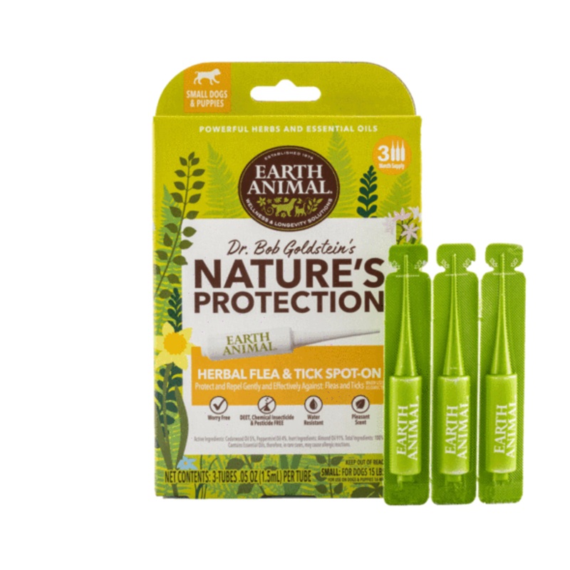 Earth Animal Nature's Protection Flea & Tick Herbal Spot-On for Small Dogs & Puppies