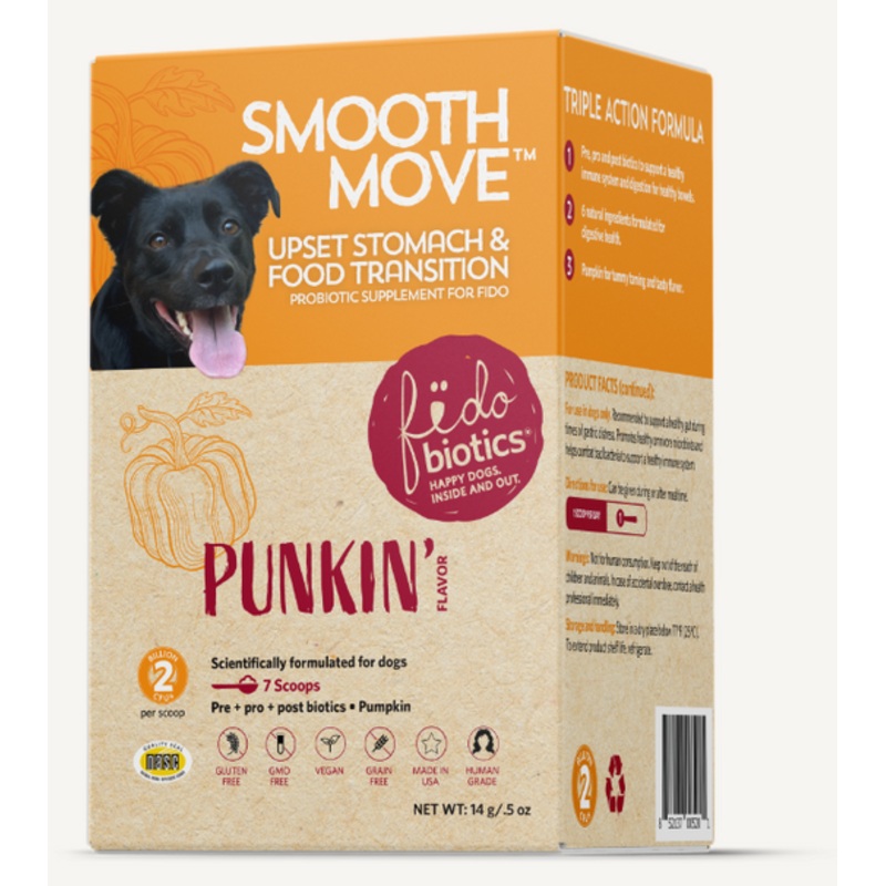 Fidobiotics Smooth Move Upset Stomach & Food Transition Probiotic Supplement for Dogs