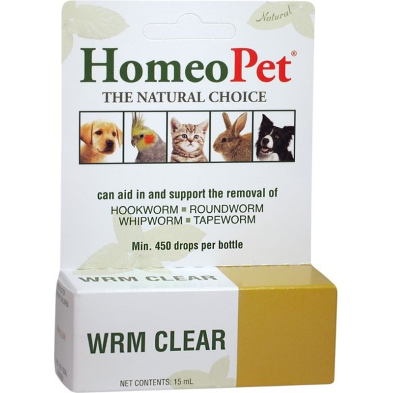 HomeoPet WRM Clear Dewormer for Hookworms, Roundworms, Tapeworms & Whipworms for Dogs & Cats
