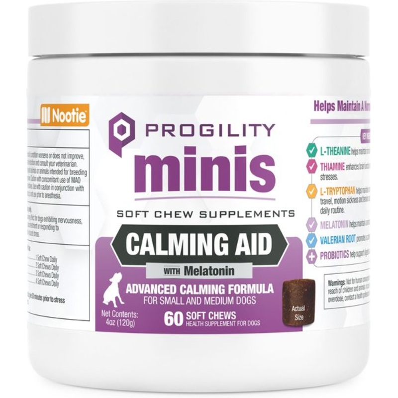 Nootie Progility Minis Calming Aid with Melatonin Soft Chew Supplement for Dogs