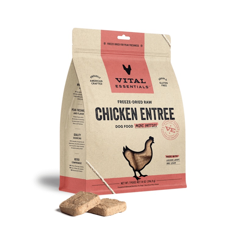 Vital Essentials Chicken Entree Mini Patties Freeze-Dried Raw Dog Food