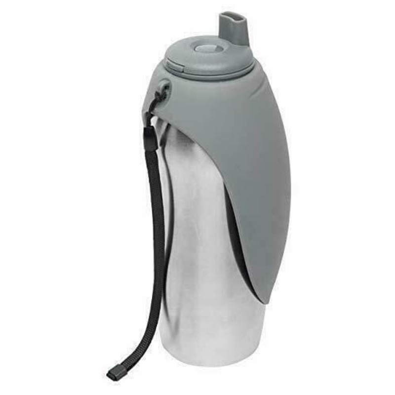 Messy Mutts Travel Dog Water Bottle & Bowl Grey