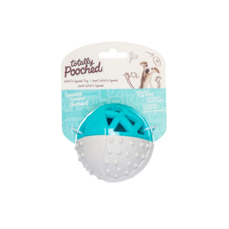 Totally Pooched Catch N' Squeak Rubber Ball Dog Toy