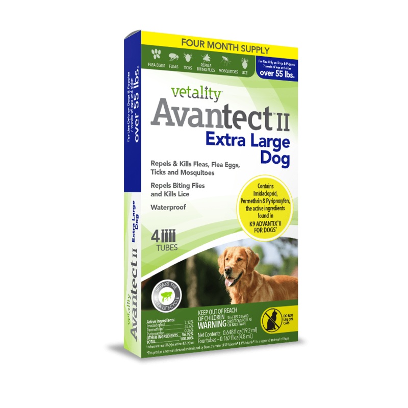 Vetality Avantect II Monthly Topical Flea and Tick Treatment for Extra Large Dogs