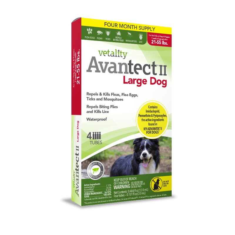 Vetality Avantect II Monthly Topical Flea and Tick Treatment for Large Dogs