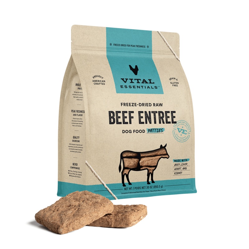 Vital Essentials Beef Entree Patties Freeze-Dried Raw Dog Food