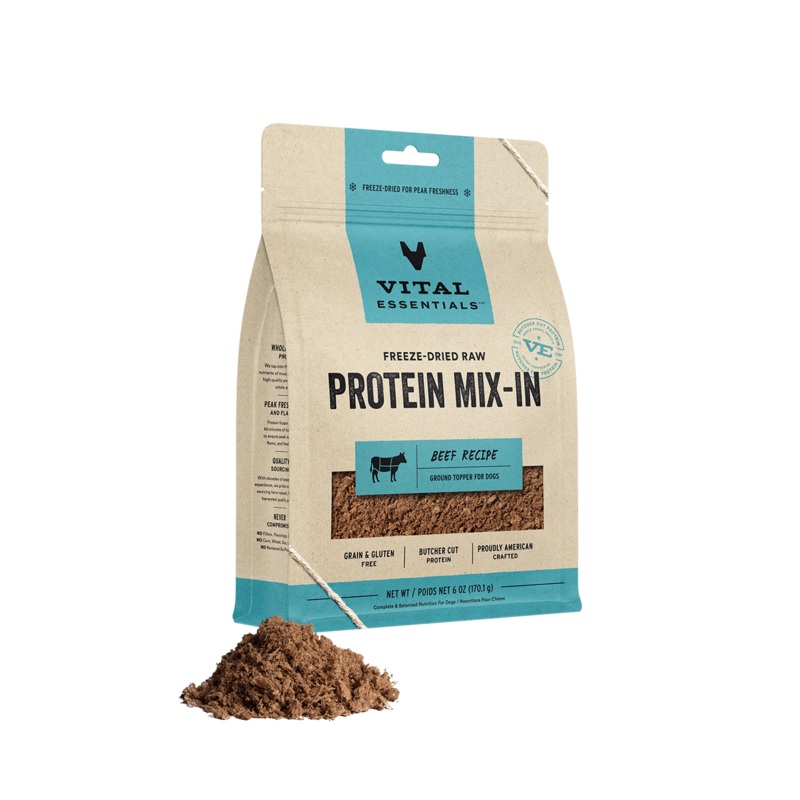 Vital Essentials Beef Recipe Freeze-Dried Raw Protein Mix-In Ground Topper For Dogs