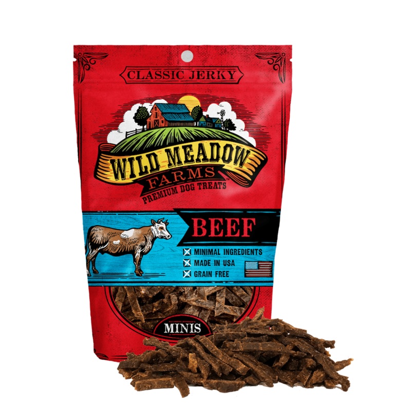 Wild Meadow Farms Classic Beef Jerky Minis Treats for Dogs