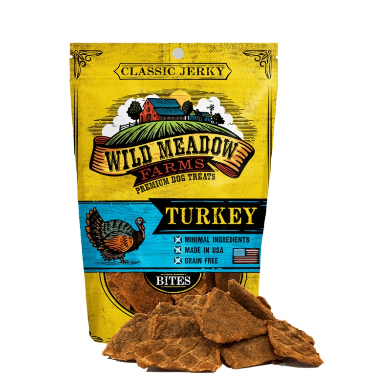 Wild Meadow Farms Classic Turkey Jerky Bites Treats for Dogs