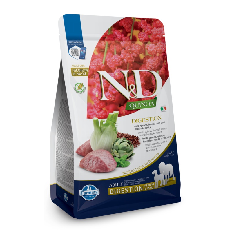Farmina N&D Quinoa Digestion Grain Free Lamb, Fennel & Mint Formula Adult Dry Dog Food