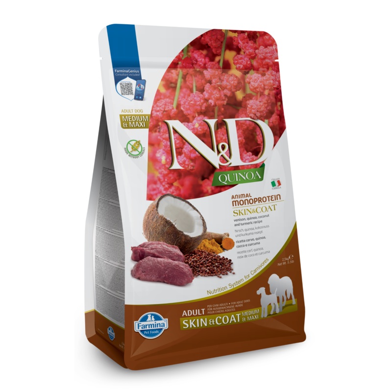 Farmina N&D Quinoa Venison, Coconut & Turmeric Medium & Maxi Adult Dry Dog Food