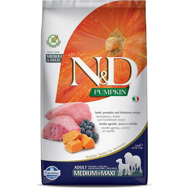 Farmina Pet Foods Medium & Maxi Adult Grain Free Lamb Pumpkin & Blueberry Formula Dry Dog Food
