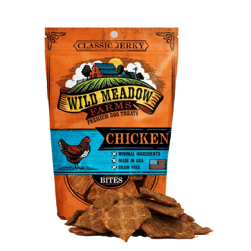 Wild Meadow Farms Classic Chicken Jerky Bites Treats for Dogs