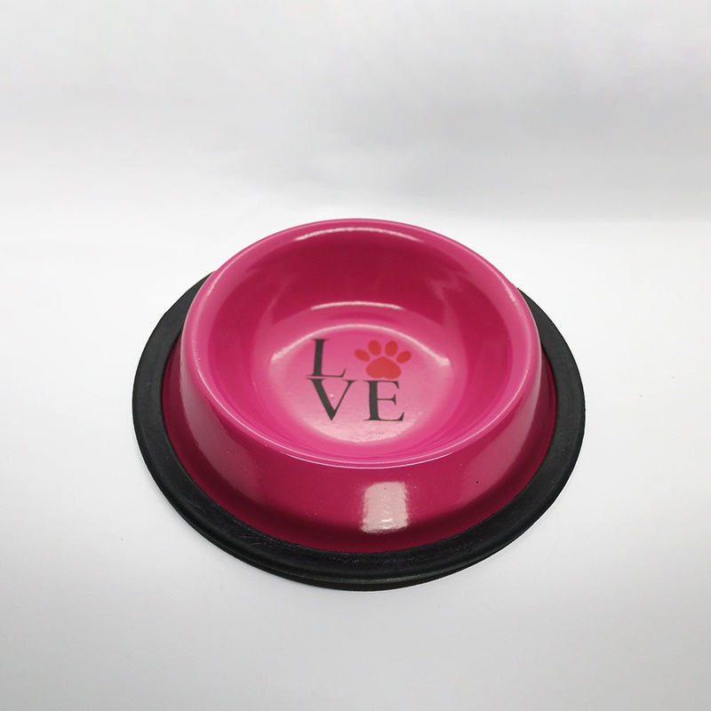 NON-SKID CAT DISH - PINK WITH PAW CAT DECAL