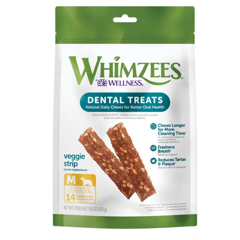 WHIMZEES DENTAL POUCHES - VEGGIE STRIP (MEDIUM)