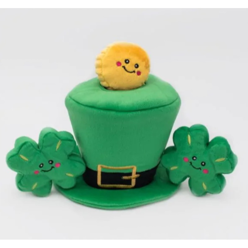 ZIPPY PAWS ST. PATRICK'S BURROW DOG TOY - LEPRECHAUN HAT