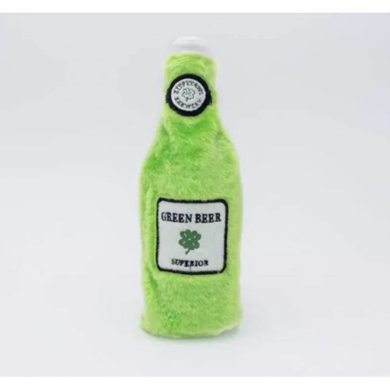 ZIPPY PAWS ST. PATRICK'S HAPPY HOUR CRUSHERZ DOG TOY - GREEN BEAR