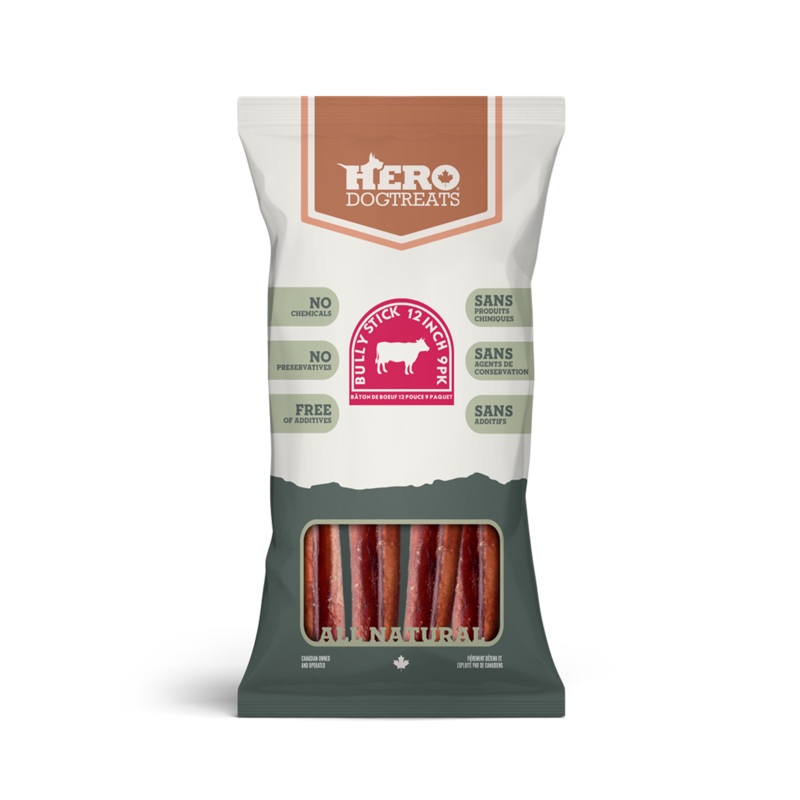 HERO BEEF BULLY STICK 12" - 9 PACK