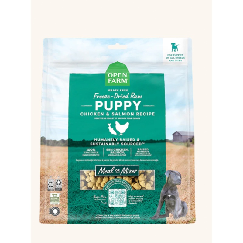 OPEN FARM CHICKEN AND SALMON FREEZE DRIED PUPPY FOOD