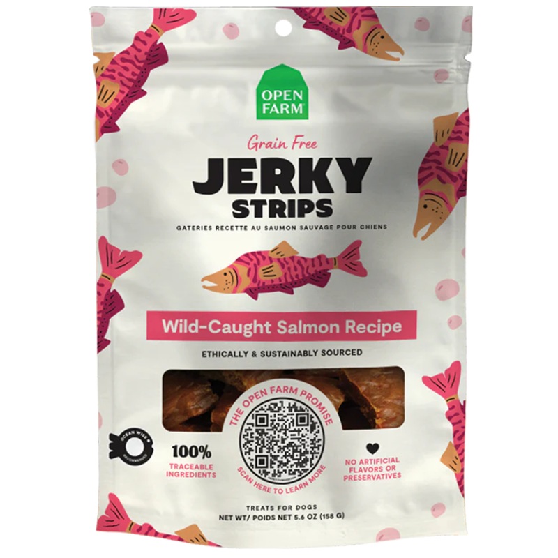 OPEN FARM GRAIN FREE WILD CAUGHT SALMON JERKY DOG TREATS
