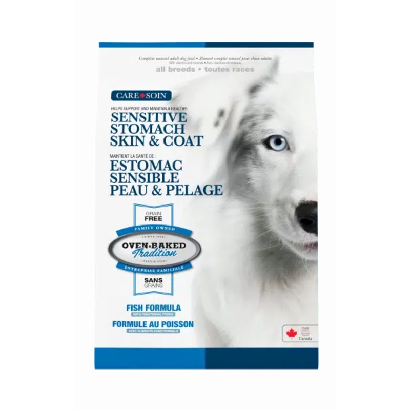 OVEN BAKED TRADITION CARE+ SENSITIVE STOMACH, SKIN & COAT GRAIN FREE FOOD FOR ALL BREEDS WITH FISH