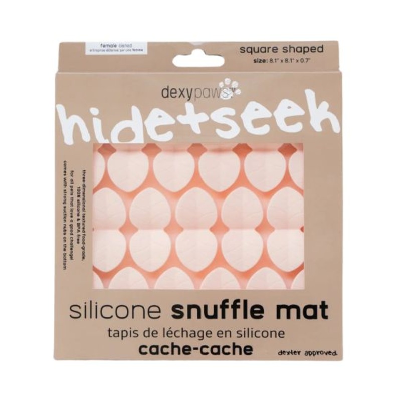 Dexypaws Square Hide and Seek Silicone Snuffle Mat, Blush Pink Cat & Dog