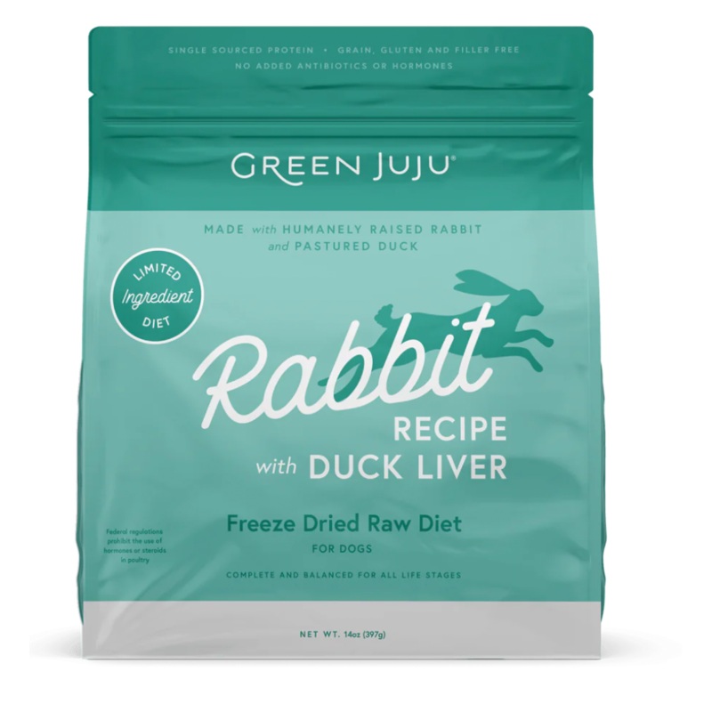GREEN JUJU DOG FREEZE DRIED RAW DIET - RAW RABBIT WITH DUCK LIVER 397 GM