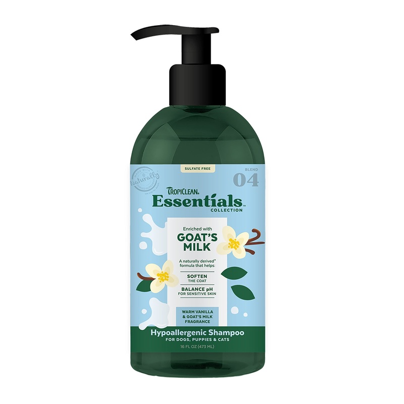 TROPICLEAN GOATS MILK HYPOALLERGENIC SHAMPOO FOR DOGS, PUPPIES AND CATS