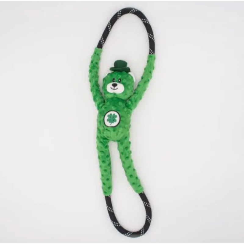 ZIPPY PAWS ST. PATRICK'S ROPETUGZ DOG TOY - LUCKY BEAR