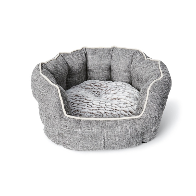 Bud'Z Round Deluxe Cuddler Grey Dog 17.5x15.5in 1pc