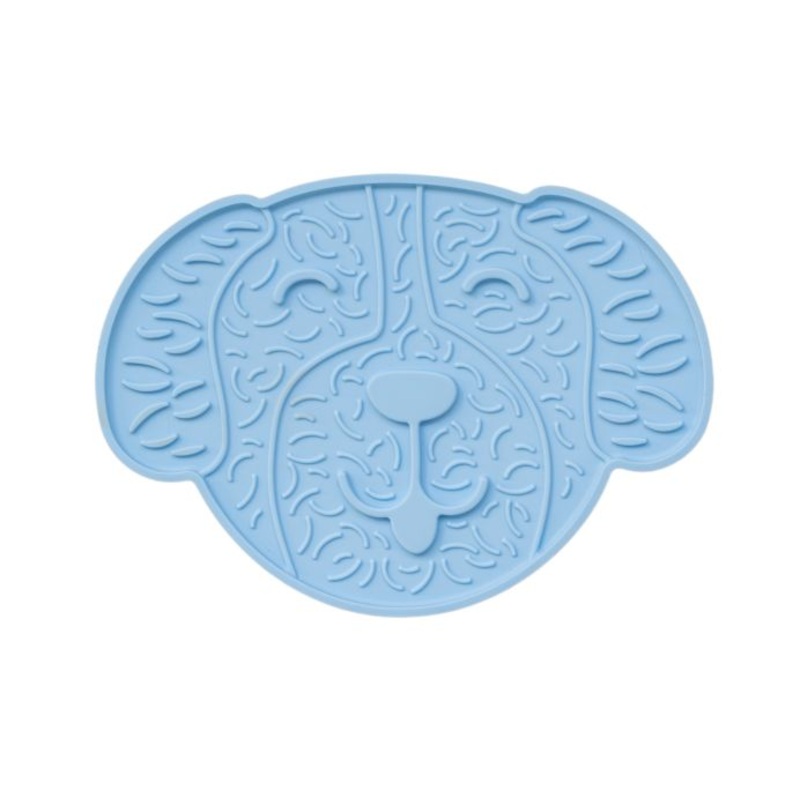 Dexypaws Dog Head Enrichment Licking Mat, Blue Cat & Dog
