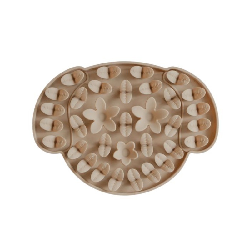 Dexypaws Dog Head Hide and Seek Silicone Snuffle Mat, Beige Cat & Dog