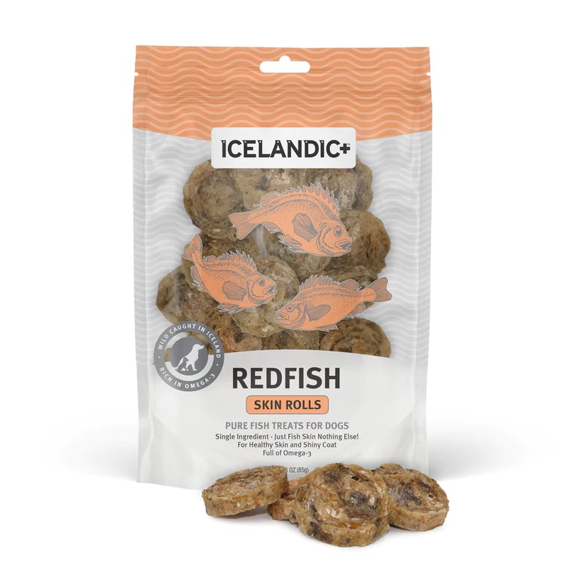ICELANDIC RED FISH SKIN ROLLS  DOG TREATS