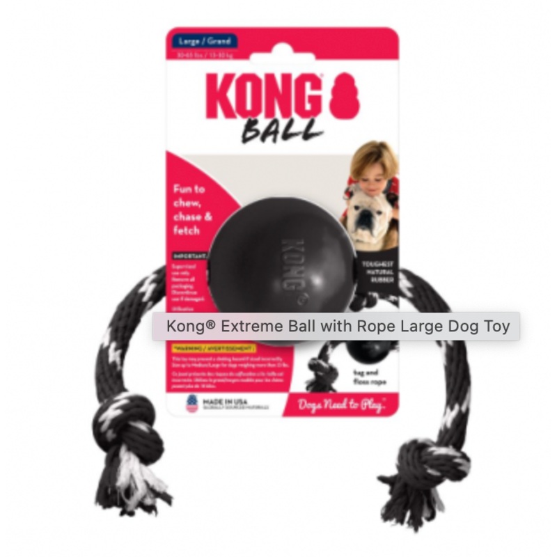 KONG EXTREME BALL WITH ROPE LARGE DOG TOY