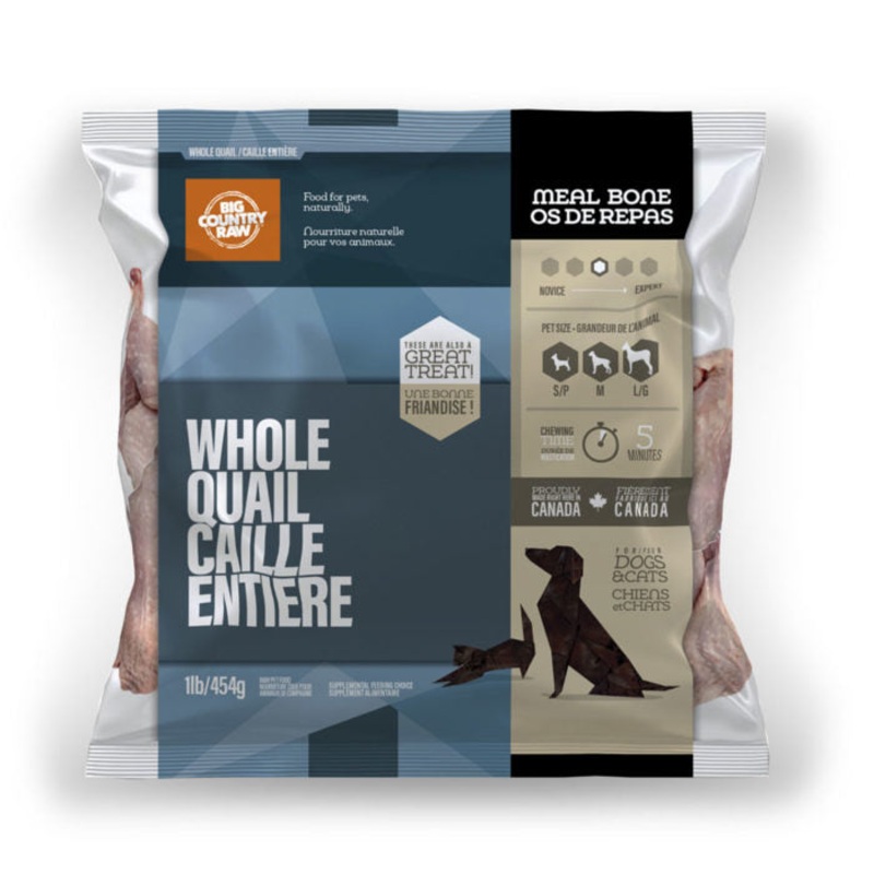 BIG COUNTRY RAW BONES - WHOLE QUAIL 1LB