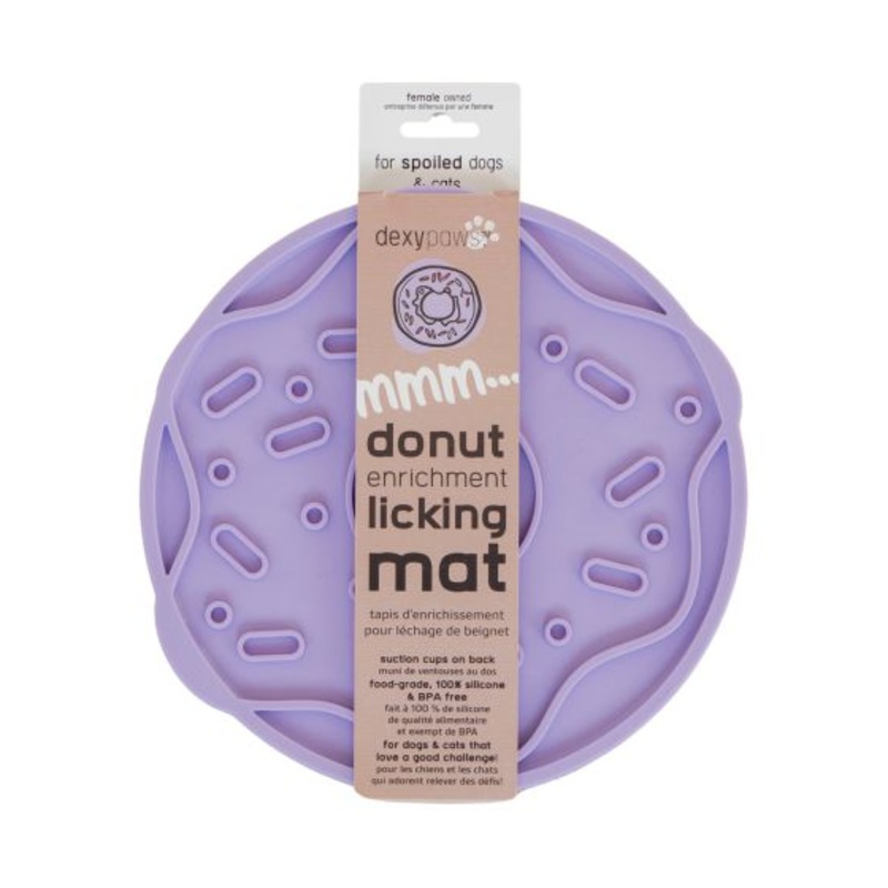 Dexypaws Mmm Donut Enrichment Licking Mat, Mauve Purple Cat Dog 1pc