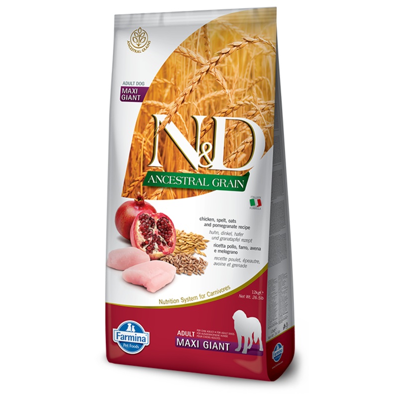 FARMINA N&D ANCESTRAL GRAIN - CHICKEN & POMEGRANATE ADULT GIANT BREEDS