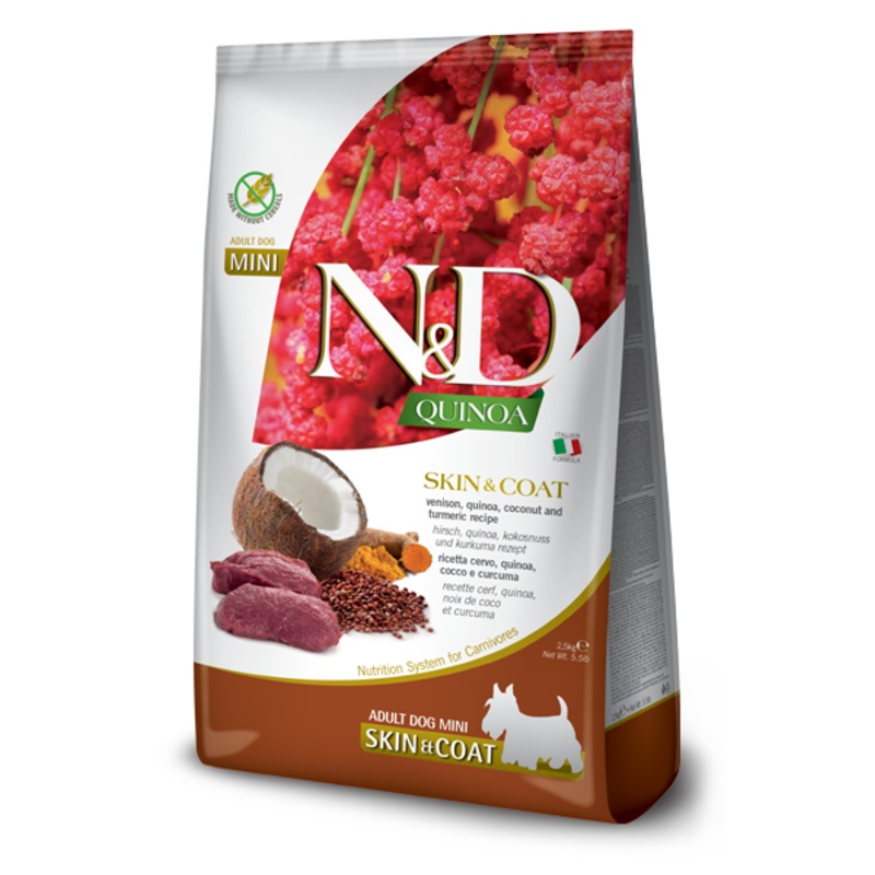 FARMINA N&D QUINOA FUNCTIONAL - SKIN & COAT VENISON FOR DOGS (MINI BREED)