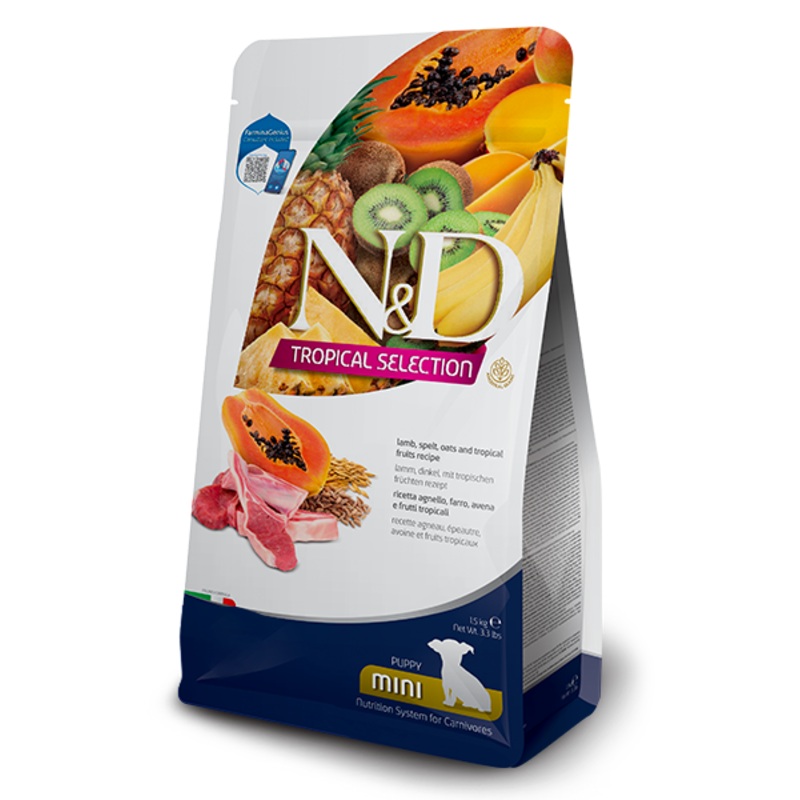 FARMINA N&D TROPICALS - LAMB, SPELT, OATS AND TROPICAL FRUITS PUPPY MINI