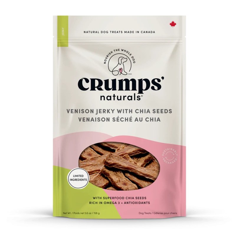 CRUMPS NATURALS VENISON CHIA JERKY DOG TREATS